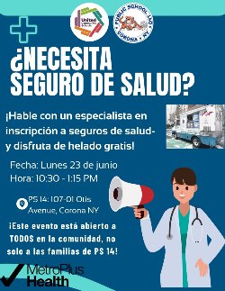 flyer for monday june 23 ice cream truck and health insurance enrollment by Metro Plus